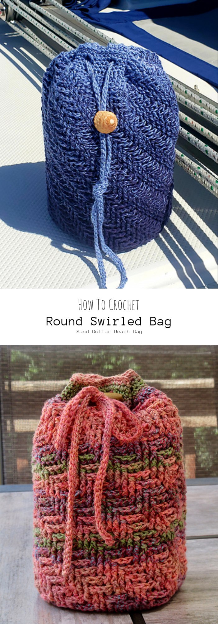 Crochet Round Swirled Bag - Sand Dollar Beach Bag